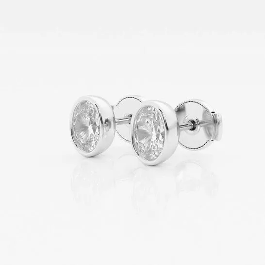 Earrings JMS always Original Brilliant Diamond 14KT White Gold 1 cttw OvalCut Lab Grown Diamond Bezel Set Solitaire Stud Earrings for Women GVSSI Earrings JMS always Original Brilliant Diamond 14KT White Gold 1 cttw OvalCut Lab Grown Diamond Bezel Set Solitaire Stud Earrings for Women GVSSI