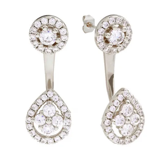 Earrings JMS always Original Elegant Confetti Womens 18K White Gold Plated CZ Simulated Diamond Ear Jacket Earring