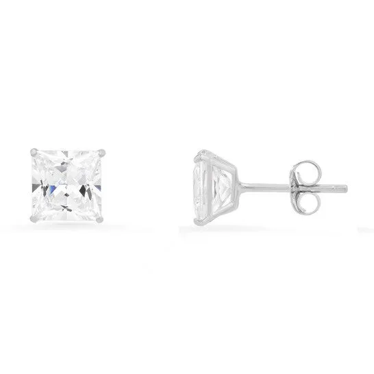 Earrings JMS always Original Kylie Harper 10k White Gold 6mm Princesscut Cubic Zirconia CZ Stud Earrings Earrings JMS always Original Kylie Harper 10k White Gold 6mm Princesscut Cubic Zirconia CZ Stud Earrings