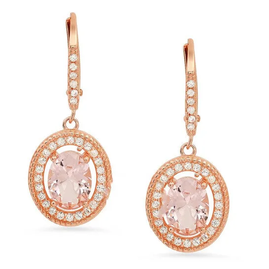 Earrings JMS always Original Kylie Harper 14k Rose Gold Over Silver Twisted Rope Morganite CZ Halo Leverback Earrings Earrings JMS always Original Kylie Harper 14k Rose Gold Over Silver Twisted Rope Morganite CZ Halo Leverback Earrings