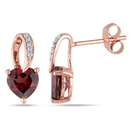 Earrings Original AMOUR Heart Shaped Garnet Earrings with Diamonds In 10K Rose Gold JMS always Earrings Original AMOUR Heart Shaped Garnet Earrings with Diamonds In 10K Rose Gold JMS always