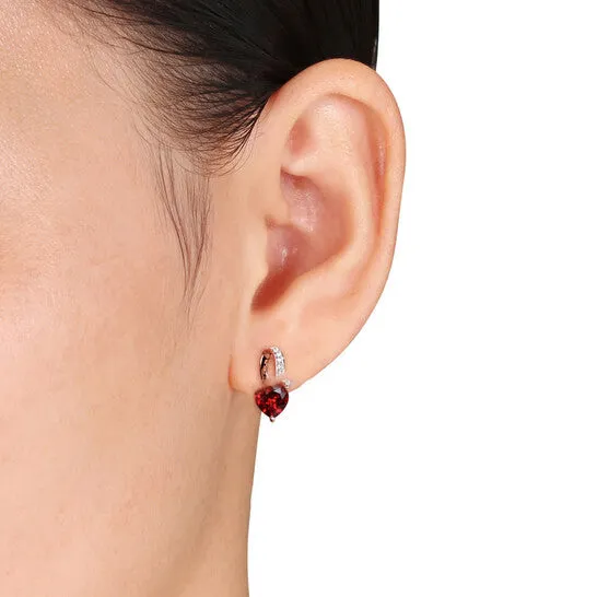 Earrings Original AMOUR Heart Shaped Garnet Earrings with Diamonds In 10K Rose Gold JMS always Earrings Original AMOUR Heart Shaped Garnet Earrings with Diamonds In 10K Rose Gold JMS always