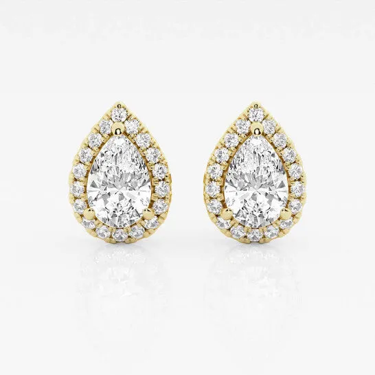 Earrings Original Brilliant Diamond 14KT Yellow Gold 2 38 cttw PearCut Lab Grown Diamond Halo Stud Earrings for Women FGVSSI GSI JMS always Earrings Original Brilliant Diamond 14KT Yellow Gold 2 38 cttw PearCut Lab Grown Diamond Halo Stud Earrings for Women FGVSSI GSI JMS always