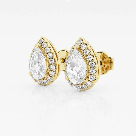 Earrings Original Brilliant Diamond 14KT Yellow Gold 2 38 cttw PearCut Lab Grown Diamond Halo Stud Earrings for Women FGVSSI GSI JMS always Earrings Original Brilliant Diamond 14KT Yellow Gold 2 38 cttw PearCut Lab Grown Diamond Halo Stud Earrings for Women FGVSSI GSI JMS always