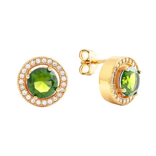 Earrings Original Elegant Confetti Womens 18K Yellow Gold Plated Light Green CZ Simulated Diamond Classic Halo Stud Earrings JMS always