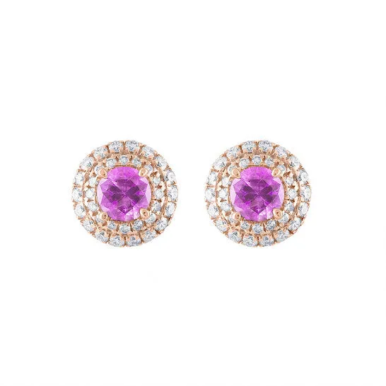 Earrings Original Tresorra 18K Rose Gold Pink Sapphire Earrings JMS always Earrings Original Tresorra 18K Rose Gold Pink Sapphire Earrings JMS always