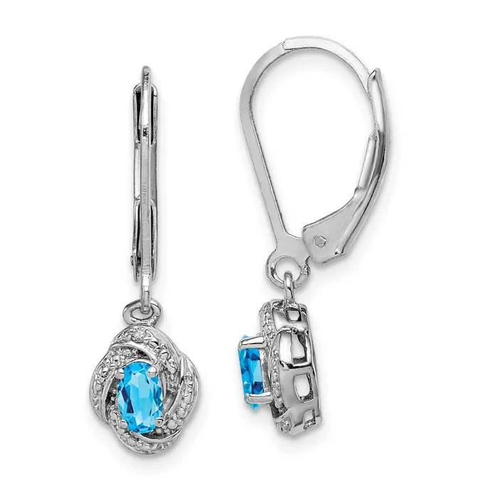 Earrings Sterling Silver Rhodiumplated Diamond u0026 Blue Topaz Earrings Goldia
