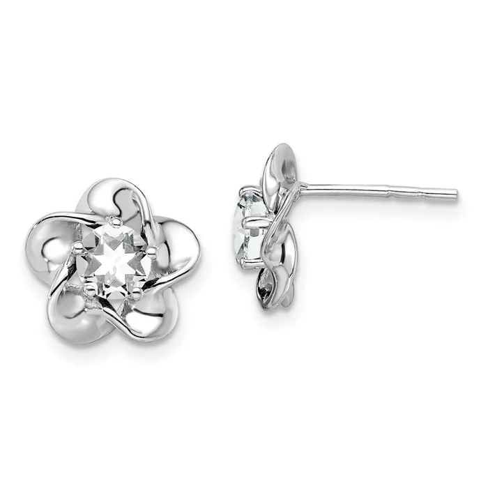 Earrings Sterling Silver Rhodiumplated Floral White Topaz Post Earrings Goldia Earrings Sterling Silver Rhodiumplated Floral White Topaz Post Earrings Goldia