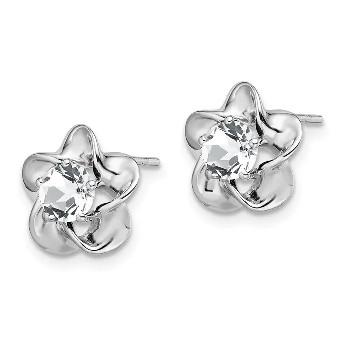 Earrings Sterling Silver Rhodiumplated Floral White Topaz Post Earrings Goldia
