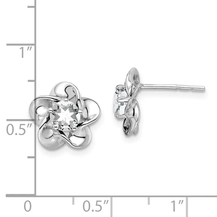 Earrings Sterling Silver Rhodiumplated Floral White Topaz Post Earrings Goldia