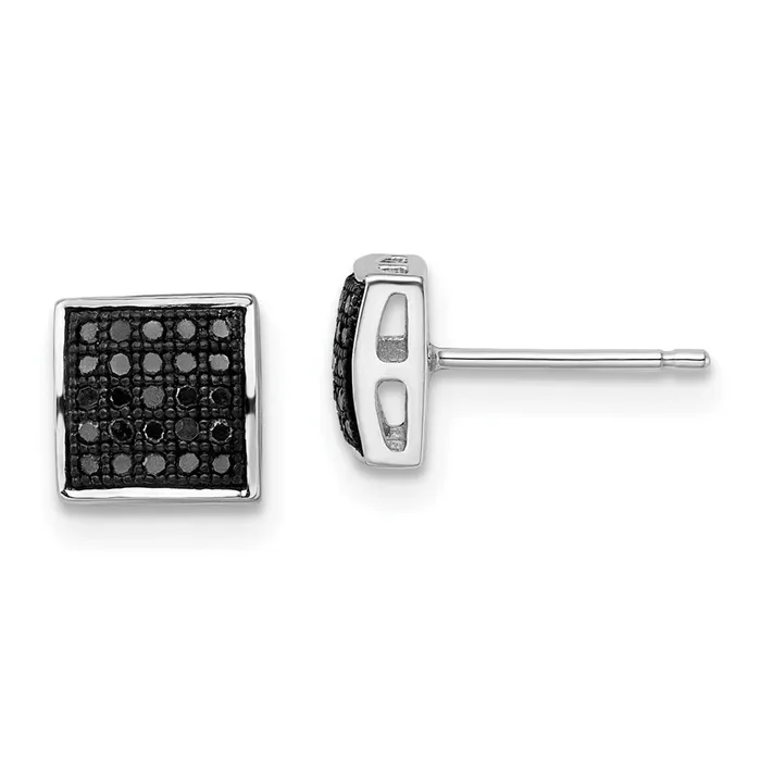 Earrings White Night Sterling Silver Rhodiumplated Black Diamond Square Stud Earrings Goldia Earrings White Night Sterling Silver Rhodiumplated Black Diamond Square Stud Earrings Goldia