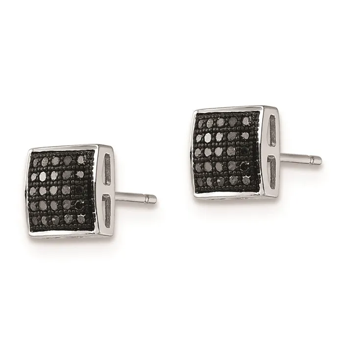 Earrings White Night Sterling Silver Rhodiumplated Black Diamond Square Stud Earrings Goldia
