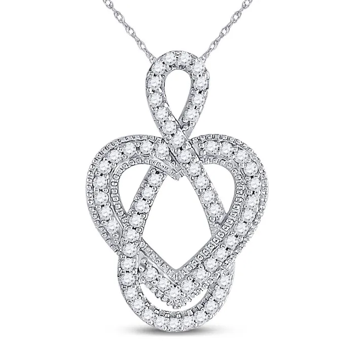 gndatlanta 14k White Gold Round Diamond Captured Infinity Heart Pendant 16 Cttw Necklaces gndatlanta 14k White Gold Round Diamond Captured Infinity Heart Pendant 16 Cttw Necklaces