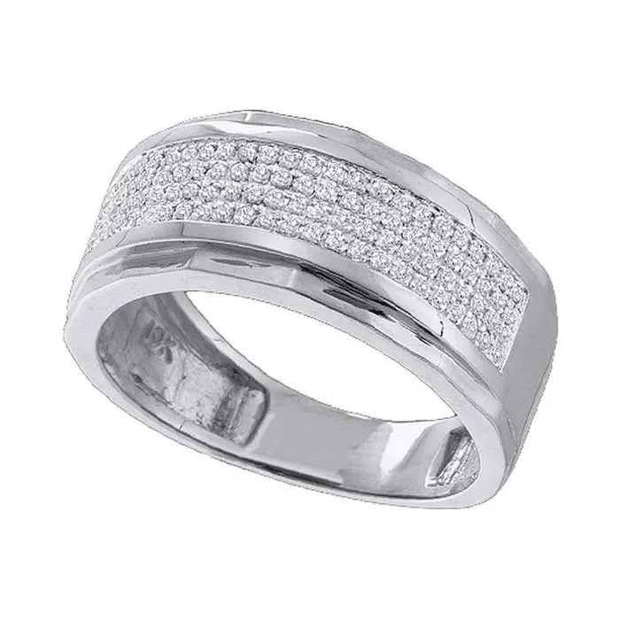 gndatlanta 14k White Gold Round Diamond Pave Band Ring 13 Cttw Rings