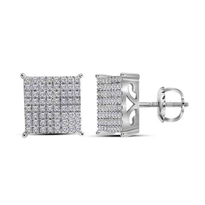 gndatlanta 14k White Gold Round Diamond Square Earrings 1 Cttw Earrings gndatlanta 14k White Gold Round Diamond Square Earrings 1 Cttw Earrings
