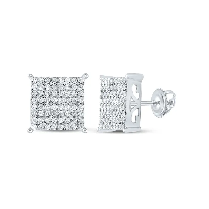 gndatlanta 14k White Gold Round Diamond Square Earrings 1 Cttw Earrings