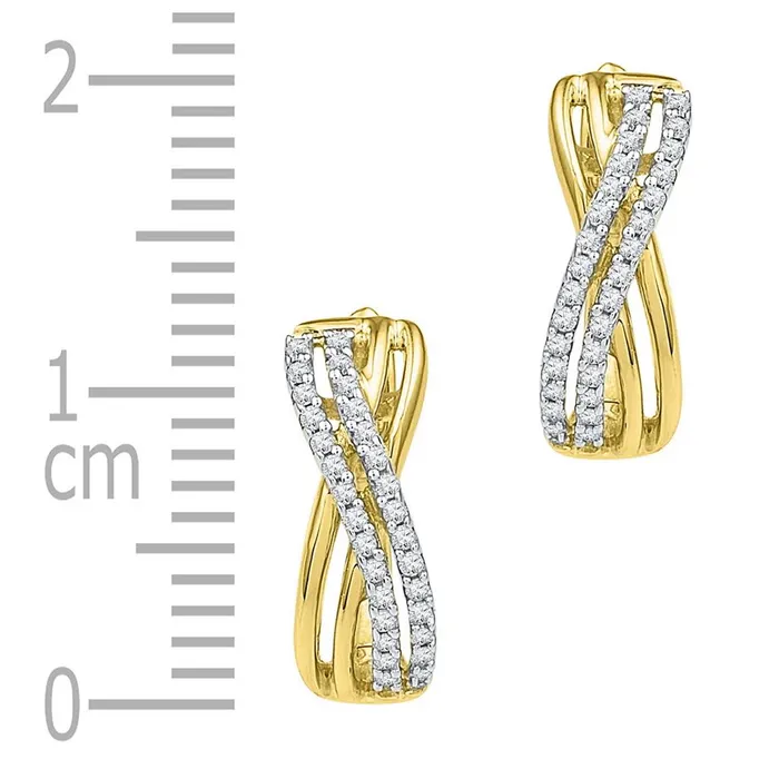gndatlanta Earrings 10k Yellow Gold Round Diamond Hoop Earrings 15 Cttw