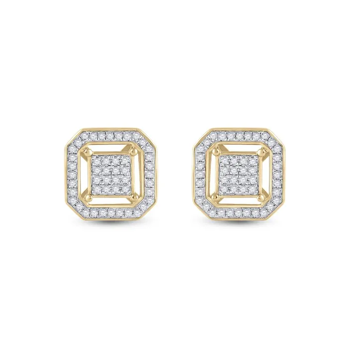 gndatlanta Earrings 10k Yellow Gold Round Diamond Square Earrings 14 Cttw gndatlanta Earrings 10k Yellow Gold Round Diamond Square Earrings 14 Cttw