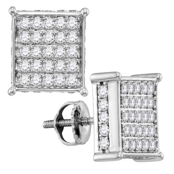 gndatlanta Earrings 14k White Gold Round Diamond Square Cluster Earrings 1 Cttw gndatlanta Earrings 14k White Gold Round Diamond Square Cluster Earrings 1 Cttw