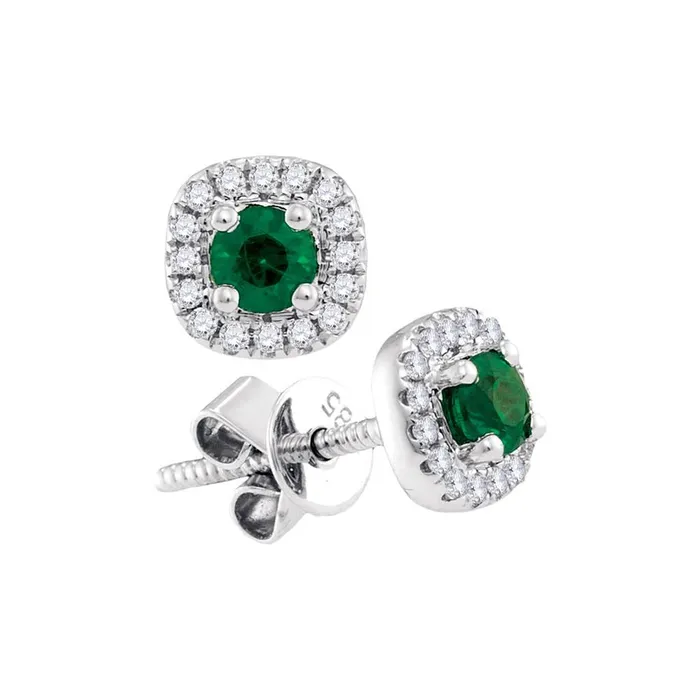 gndatlanta Earrings 14k White Gold Round Emerald Diamond Solitaire Earrings 12 Cttw gndatlanta Earrings 14k White Gold Round Emerald Diamond Solitaire Earrings 12 Cttw