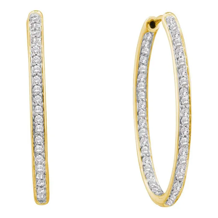 gndatlanta Earrings 14k Yellow Gold Round Diamond Inside Outside Endless Hoop Earrings 12 Cttw gndatlanta Earrings 14k Yellow Gold Round Diamond Inside Outside Endless Hoop Earrings 12 Cttw