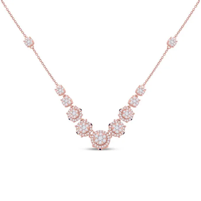 gndatlanta Necklaces 14k Rose Gold Round Diamond Cluster Cocktail Necklace 214 Cttw gndatlanta Necklaces 14k Rose Gold Round Diamond Cluster Cocktail Necklace 214 Cttw