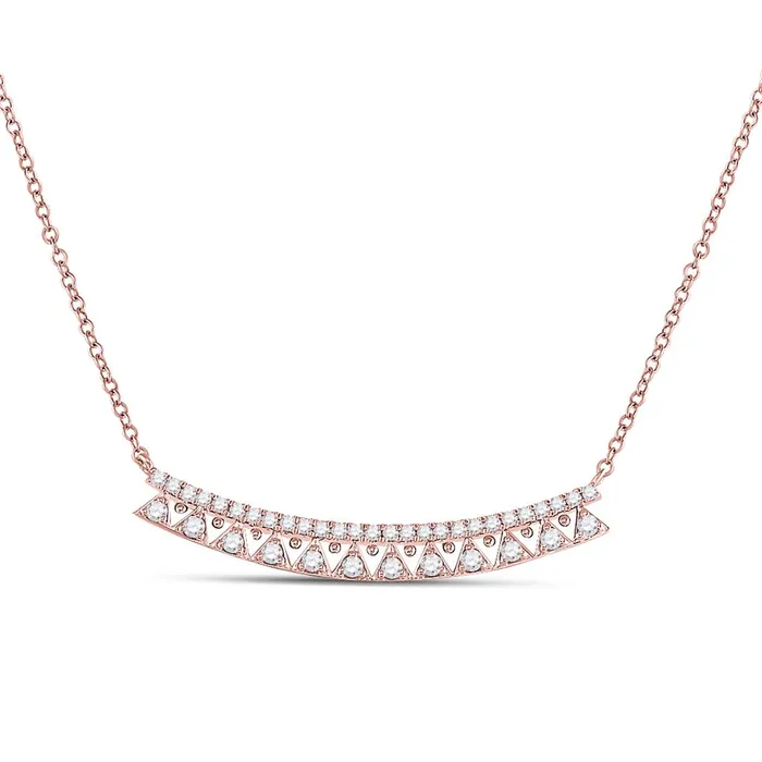 gndatlanta Necklaces 14k Rose Gold Round Diamond Curved Bar Necklace 12 Cttw gndatlanta Necklaces 14k Rose Gold Round Diamond Curved Bar Necklace 12 Cttw