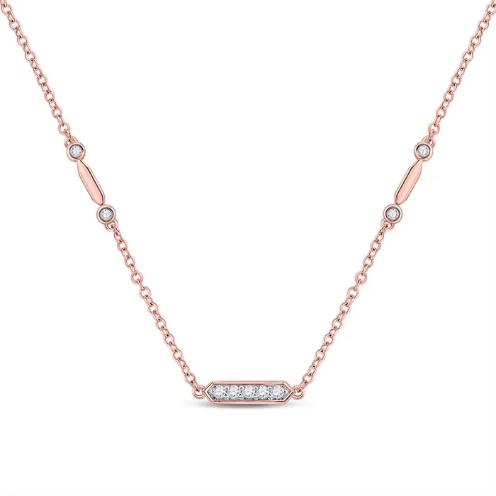 gndatlanta Necklaces 14k Rose Gold Round Diamond Fashion Bar Necklace 14 Cttw gndatlanta Necklaces 14k Rose Gold Round Diamond Fashion Bar Necklace 14 Cttw