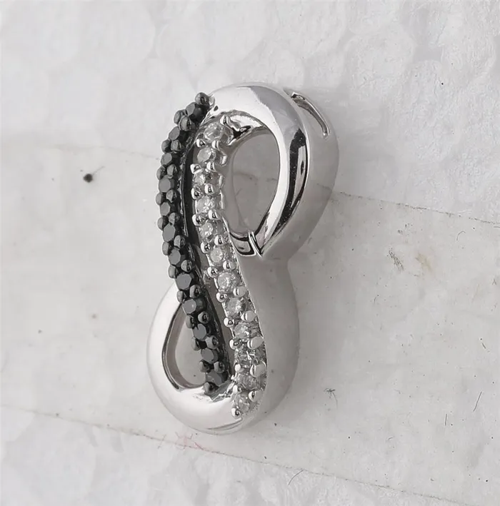 gndatlanta Necklaces 14k White Gold Round Black Diamond Infinity Pendant 110 Cttw gndatlanta Necklaces 14k White Gold Round Black Diamond Infinity Pendant 110 Cttw