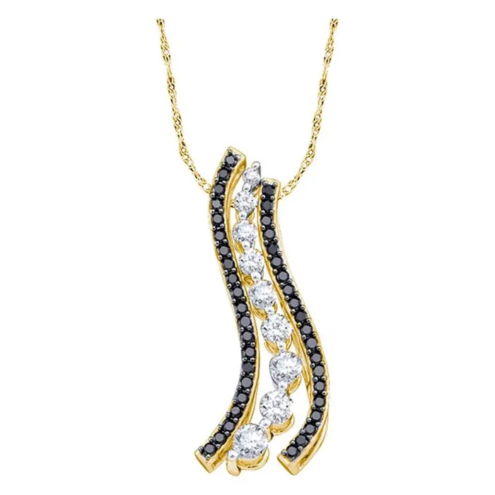 gndatlanta Necklaces 14k Yellow Gold Black Diamond Journey Love Anniversary Pendant 12 Cttw gndatlanta Necklaces 14k Yellow Gold Black Diamond Journey Love Anniversary Pendant 12 Cttw
