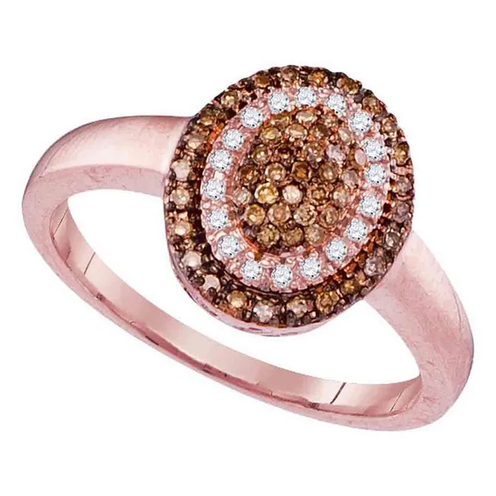 gndatlanta Rings 10k Rose Gold Round Brown Diamond Oval Cluster Ring 14 Cttw gndatlanta Rings 10k Rose Gold Round Brown Diamond Oval Cluster Ring 14 Cttw