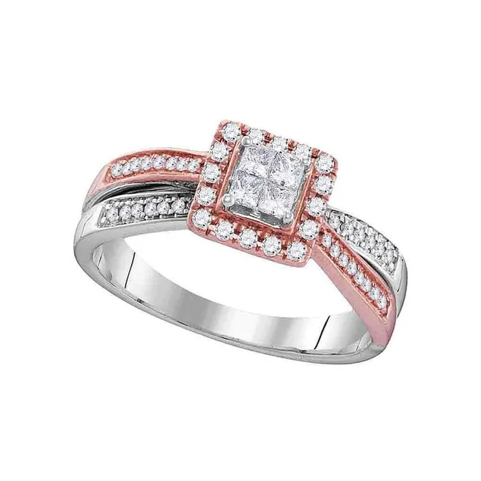 gndatlanta Rings 10k Twotone Gold Princess Diamond Cluster Bridal Engagement Ring 38 Cttw gndatlanta Rings 10k Twotone Gold Princess Diamond Cluster Bridal Engagement Ring 38 Cttw