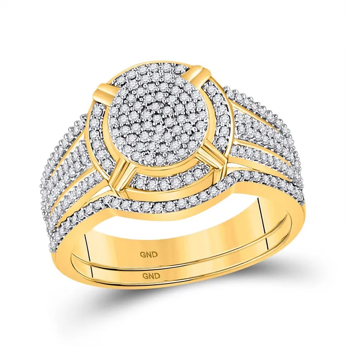 gndatlanta Rings 10k Yellow Gold Round Diamond Cluster Bridal Wedding Ring Set 12 Cttw gndatlanta Rings 10k Yellow Gold Round Diamond Cluster Bridal Wedding Ring Set 12 Cttw