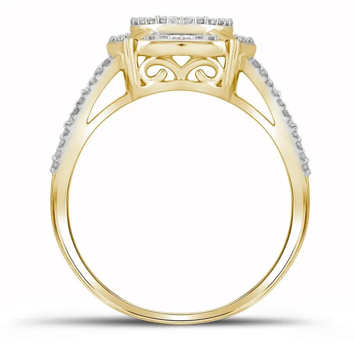 gndatlanta Rings 10k Yellow Gold Round Diamond Cluster Bridal Wedding Ring Set 12 Cttw