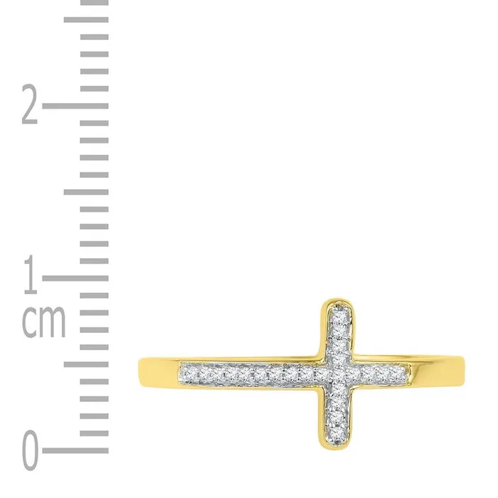 gndatlanta Rings 10k Yellow Gold Round Diamond Cross Religious Band Ring 120 Cttw