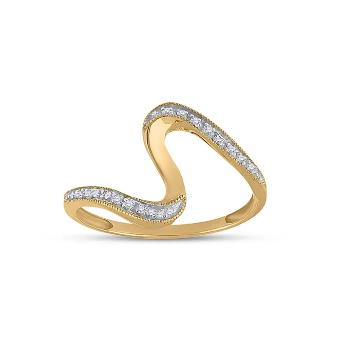 gndatlanta Rings 10k Yellow Gold Round Diamond S Curve Band Ring 120 Cttw