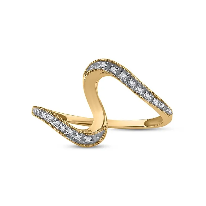 gndatlanta Rings 10k Yellow Gold Round Diamond S Curve Band Ring 120 Cttw
