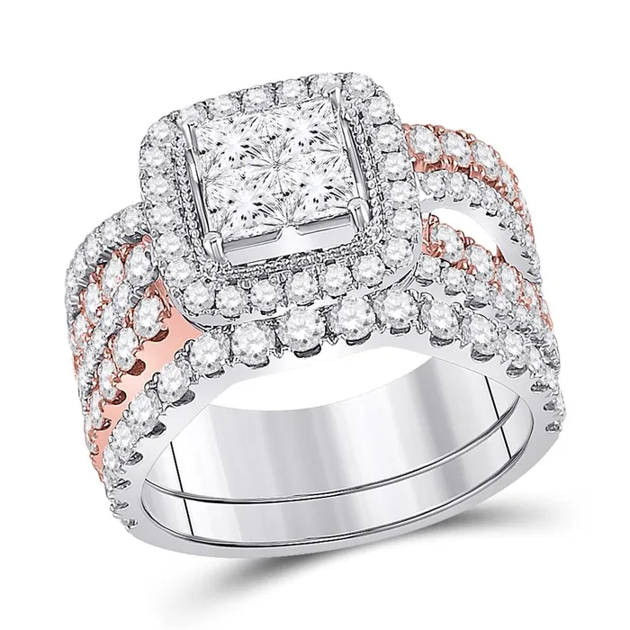 gndatlanta Rings 14k Twotone Gold Princess Diamond Bridal Wedding Ring Set 234 Cttw gndatlanta Rings 14k Twotone Gold Princess Diamond Bridal Wedding Ring Set 234 Cttw