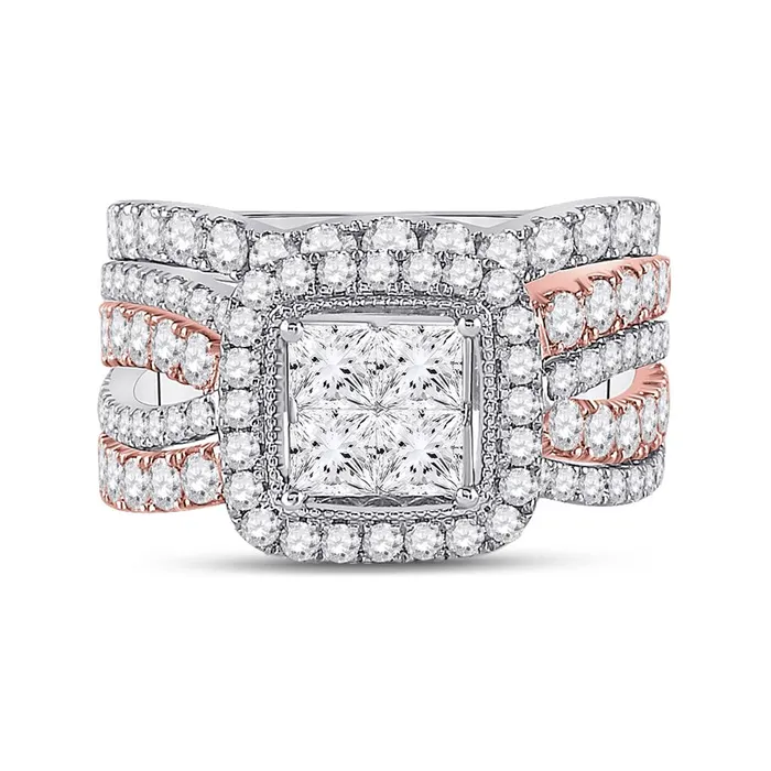 gndatlanta Rings 14k Twotone Gold Princess Diamond Bridal Wedding Ring Set 234 Cttw