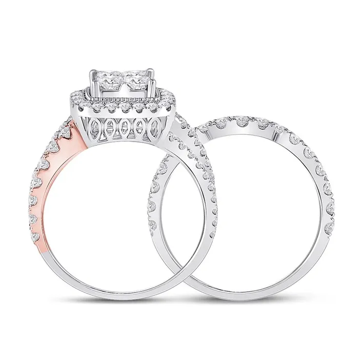 gndatlanta Rings 14k Twotone Gold Princess Diamond Bridal Wedding Ring Set 234 Cttw