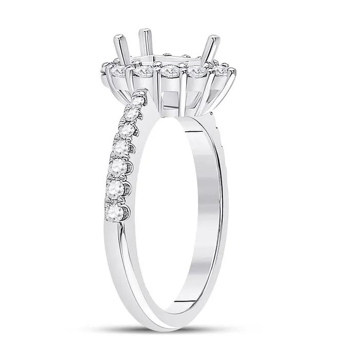 gndatlanta Rings 14k White Gold Round Diamond 1 Ct Pear Center Halo Bridal SemiMount Ring 58 Ctw