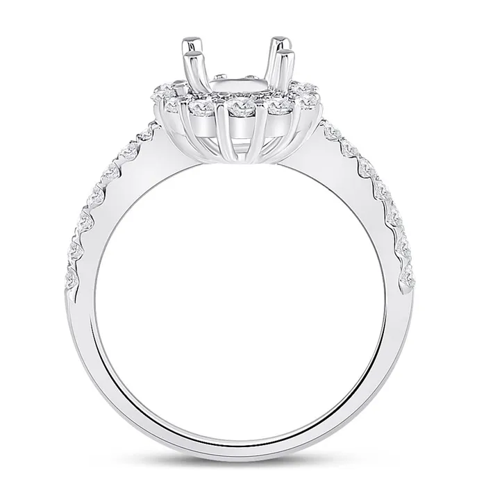 gndatlanta Rings 14k White Gold Round Diamond 1 Ct Rd Center Halo Bridal SemiMount Ring 58 Ctw