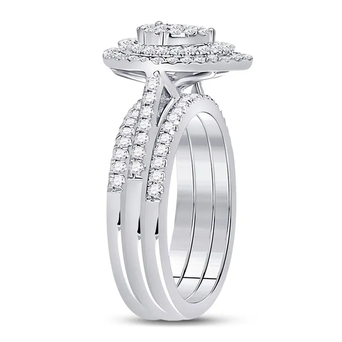 gndatlanta Rings 14k White Gold Round Diamond Bridal Wedding Ring Set 34 Cttw