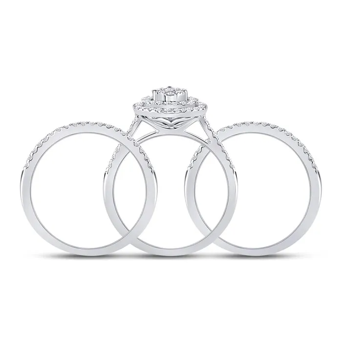 gndatlanta Rings 14k White Gold Round Diamond Bridal Wedding Ring Set 34 Cttw