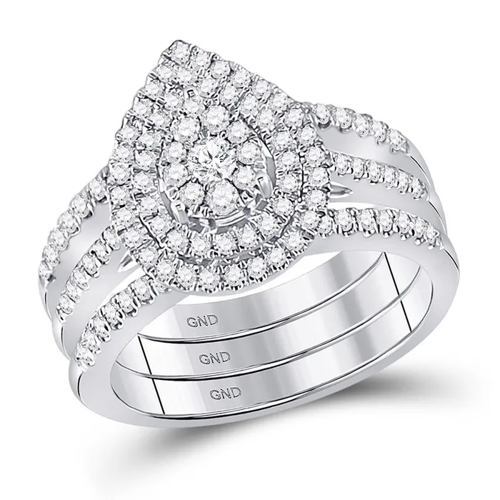 gndatlanta Rings 14k White Gold Round Diamond Bridal Wedding Ring Set 34 Cttw