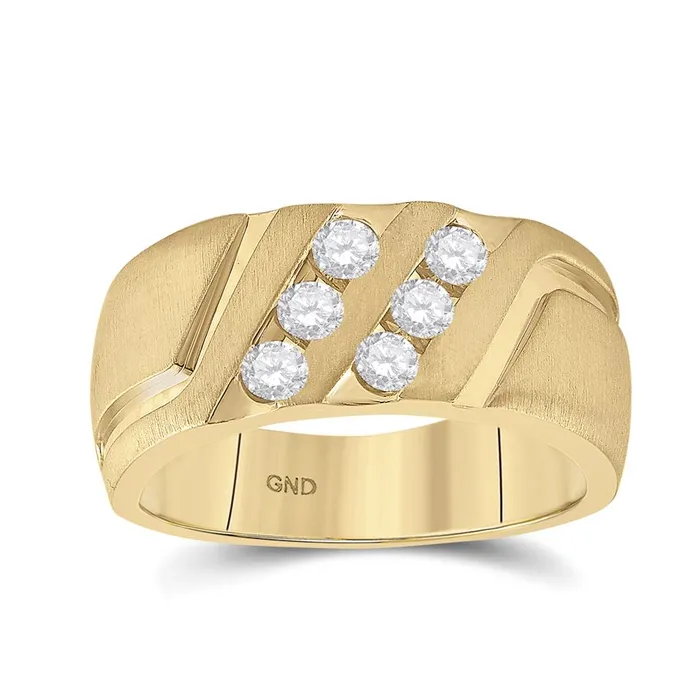 gndatlanta Rings 14k Yellow Gold Round Diamond Wedding Double Row Band Ring 12 Cttw gndatlanta Rings 14k Yellow Gold Round Diamond Wedding Double Row Band Ring 12 Cttw