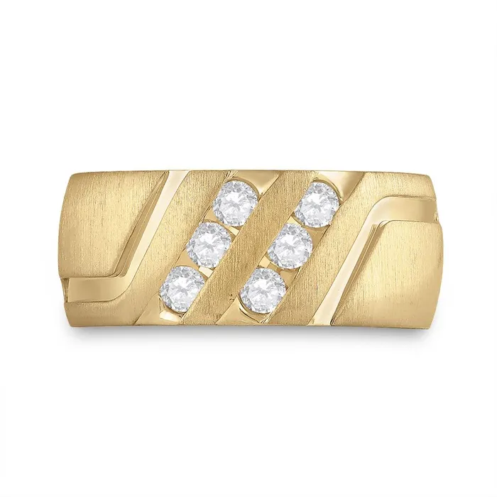 gndatlanta Rings 14k Yellow Gold Round Diamond Wedding Double Row Band Ring 12 Cttw