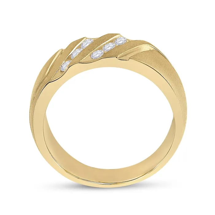 gndatlanta Rings 14k Yellow Gold Round Diamond Wedding Double Row Band Ring 12 Cttw