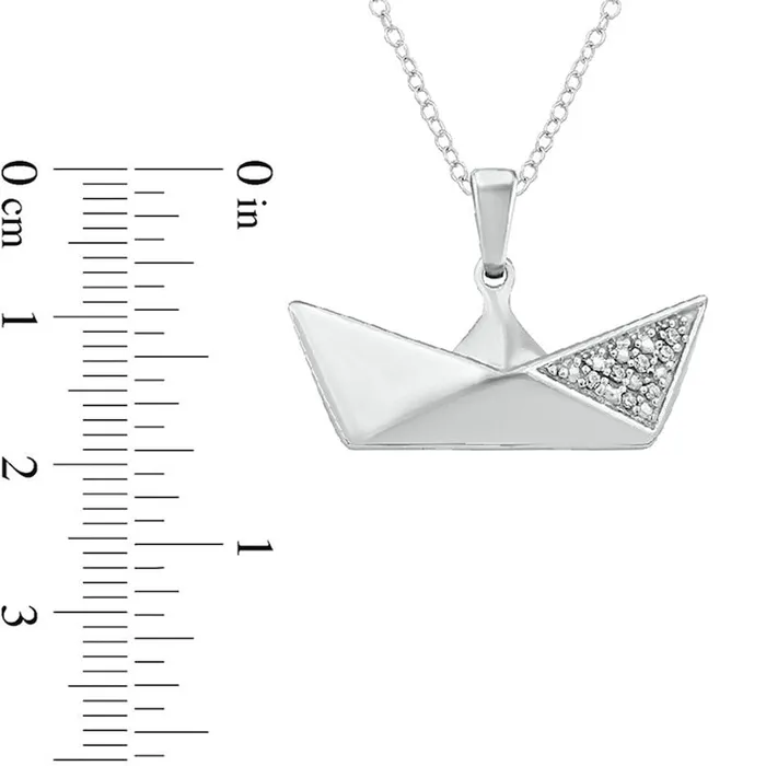 Goldia 005 CT TW Natural Diamond Origami Crown Pendant in Sterling Silver Necklaces Goldia 005 CT TW Natural Diamond Origami Crown Pendant in Sterling Silver Necklaces
