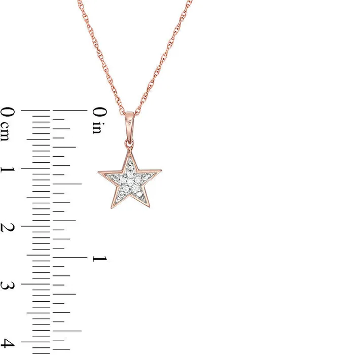 Goldia 005 CT TW Natural Diamond Star Charm Pendant in 10K Rose Gold Necklaces Goldia 005 CT TW Natural Diamond Star Charm Pendant in 10K Rose Gold Necklaces